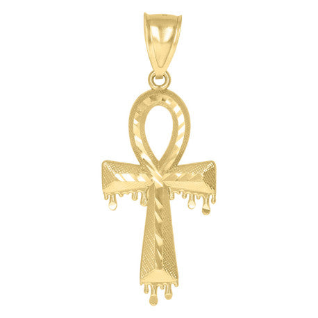 10K GOLD DRIPPING EGY CROSS PENDANT