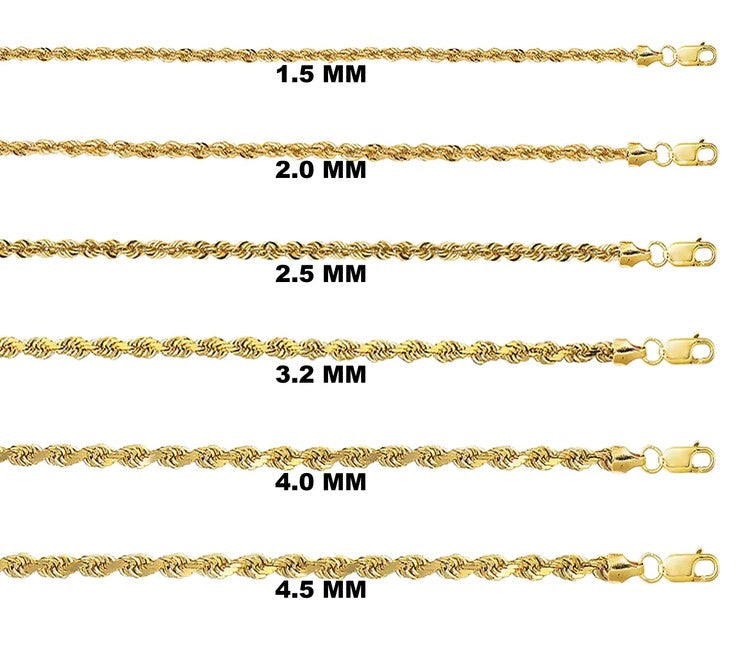 10K GOLD HOLLOW ROPE CHAINS