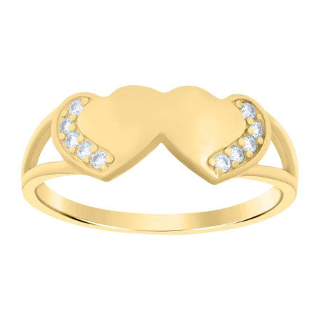 10K GOLD WOMEN DOUBLE HEARTS RING