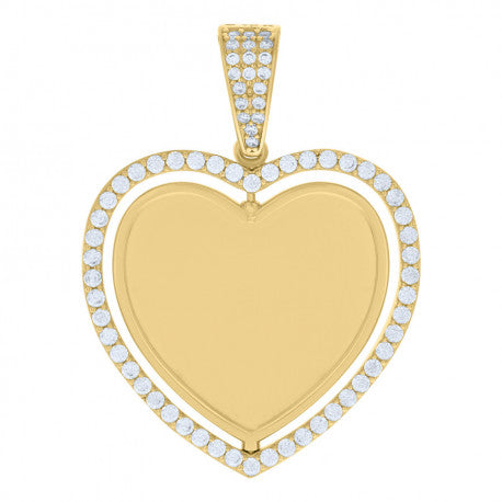 10K GOLD HEART DOUBLE PORTRAIT PENDANT