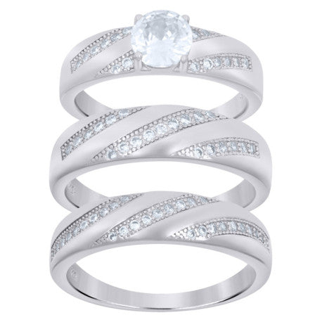 925 SILVER TRIO SET RING