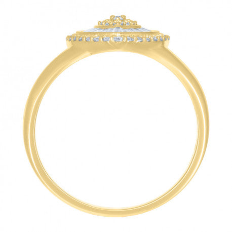 10K GOLD WOMEN BAGUETTE ROUND RING