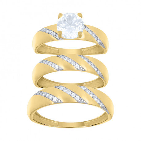 14K GOLD TWO-TONE TRIO SET RING