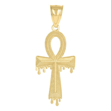 10K GOLD DRIPPING EGY CROSS PENDANT