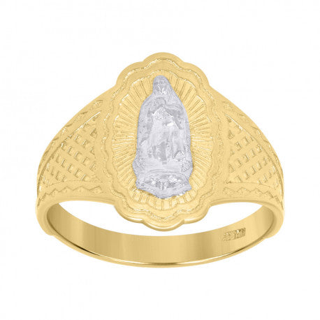 14K GOLD TWO-TONE GUADALUPE MARRY OVAL RING