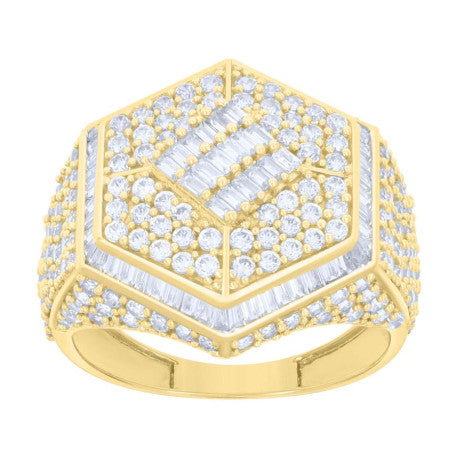 10K GOLD MEN BAGUETTE ROUND RING