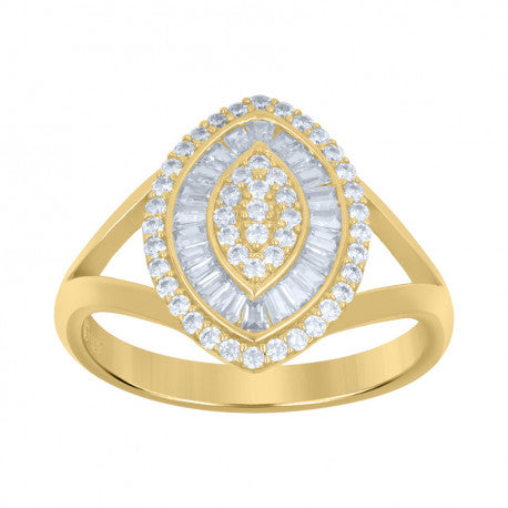 10K GOLD WOMEN BAGUETTE ROUND RING