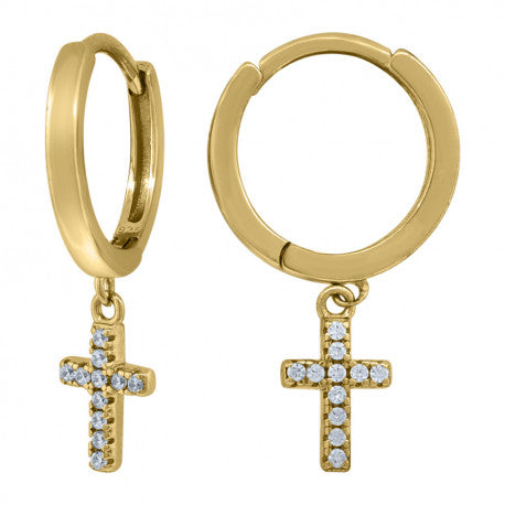 925 SILVER CROSS HOOP EARRINGS