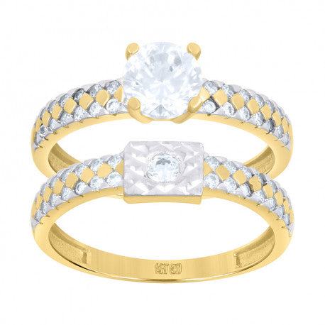 14K GOLD TWO-TONE DUO BRIDAL SET RING