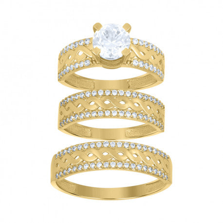 14K GOLD INFINITY TRIO SET RING