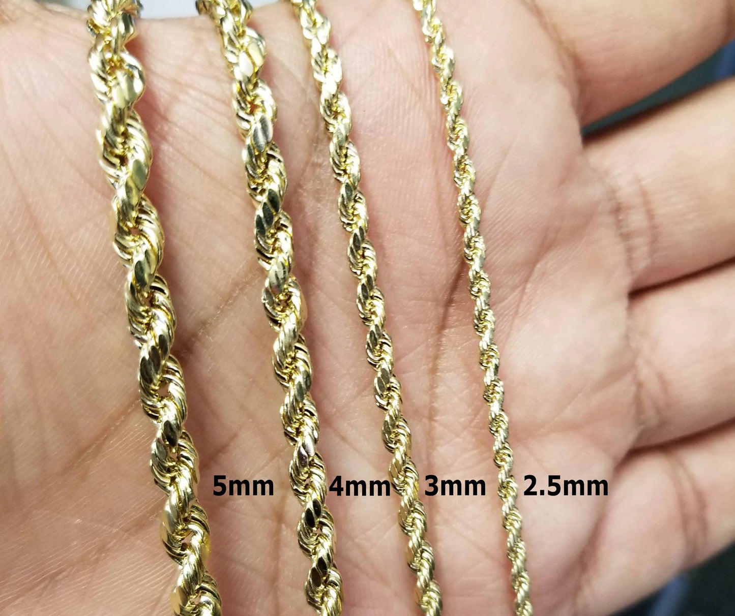 10K GOLD HOLLOW ROPE CHAINS