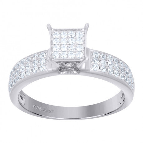 925 SILVER SQUARE HEAD BRIDAL RING