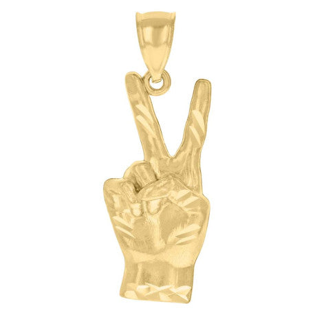 10K GOLD PEACE SIGN HAND PENDANT