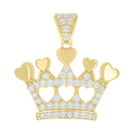 10K GOLD CROWN HEARTS PENDANT