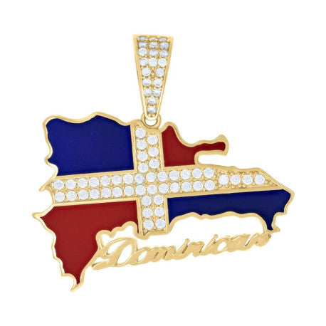 10K GOLD DOMINICAN REPUBLIC FLAG PENDANT