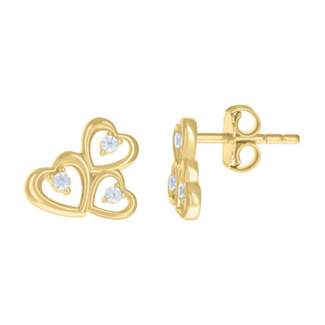 14K GOLD MULTI HEARTS EARRINGS