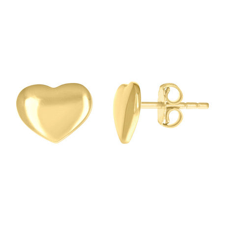 14K GOLD PUFF HEART EARRINGS