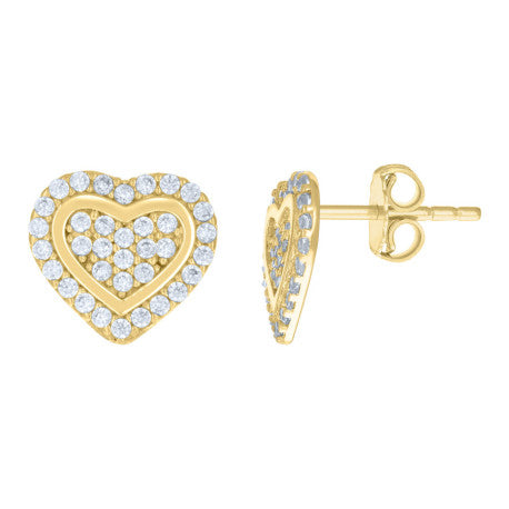 14K GOLD HEART STUD EARRINGS