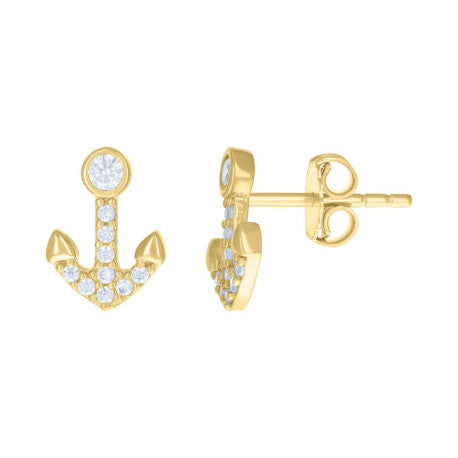 14K GOLD ANCHOR EARRINGS