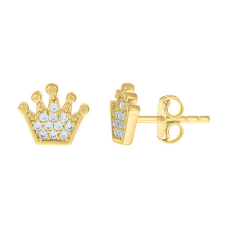 14K GOLD FASHION CROWN EARRINGS