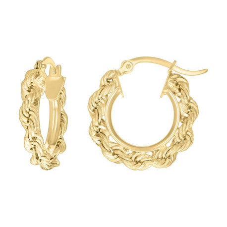 14K GOLD TWISTED ROPE HOOP 3MM EARRINGS