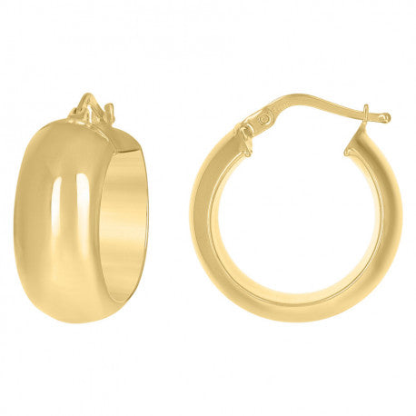 14K GOLD HALF ROUND TUBE HOOP EARRINGS