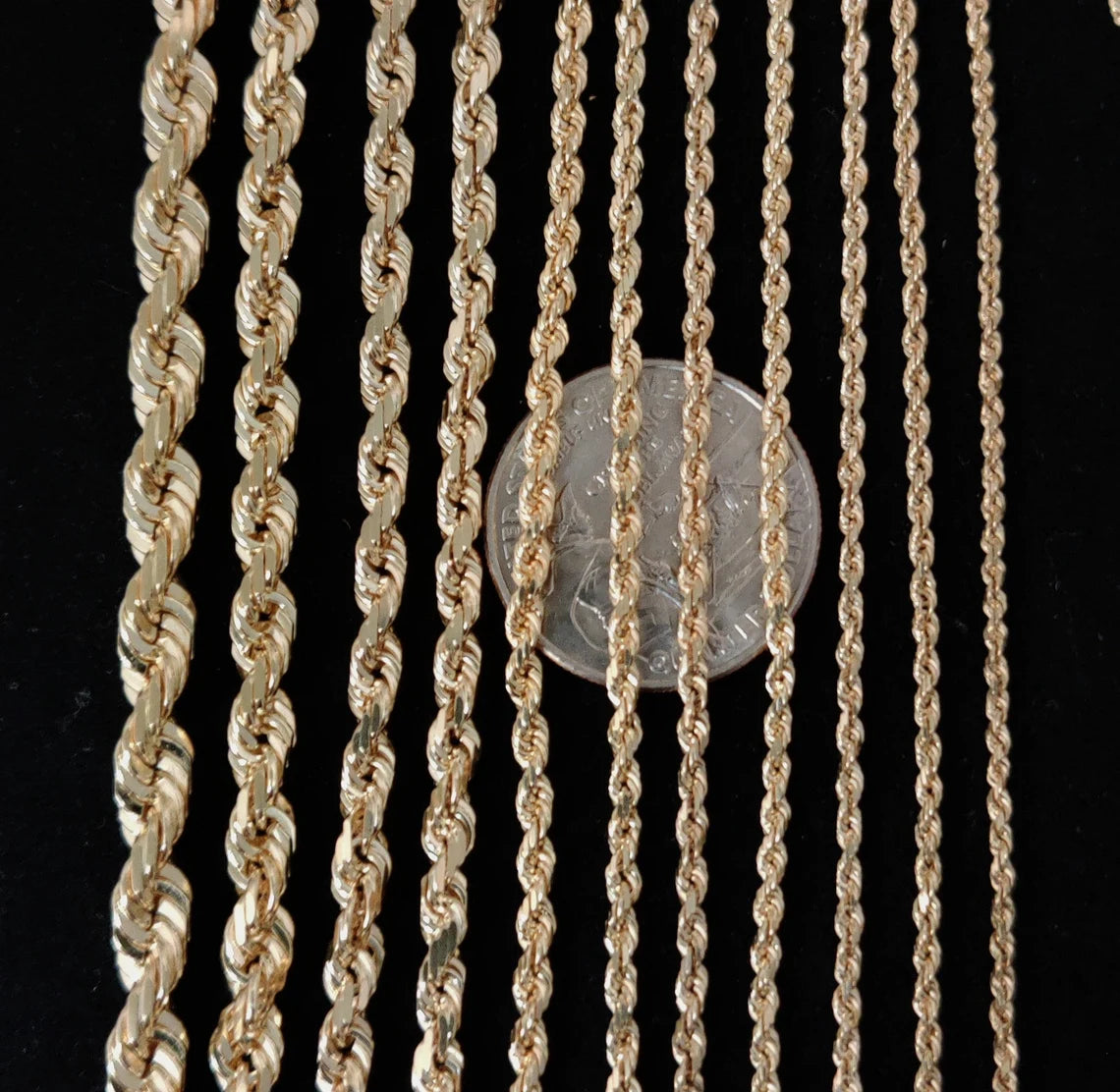 10K GOLD HOLLOW ROPE CHAINS