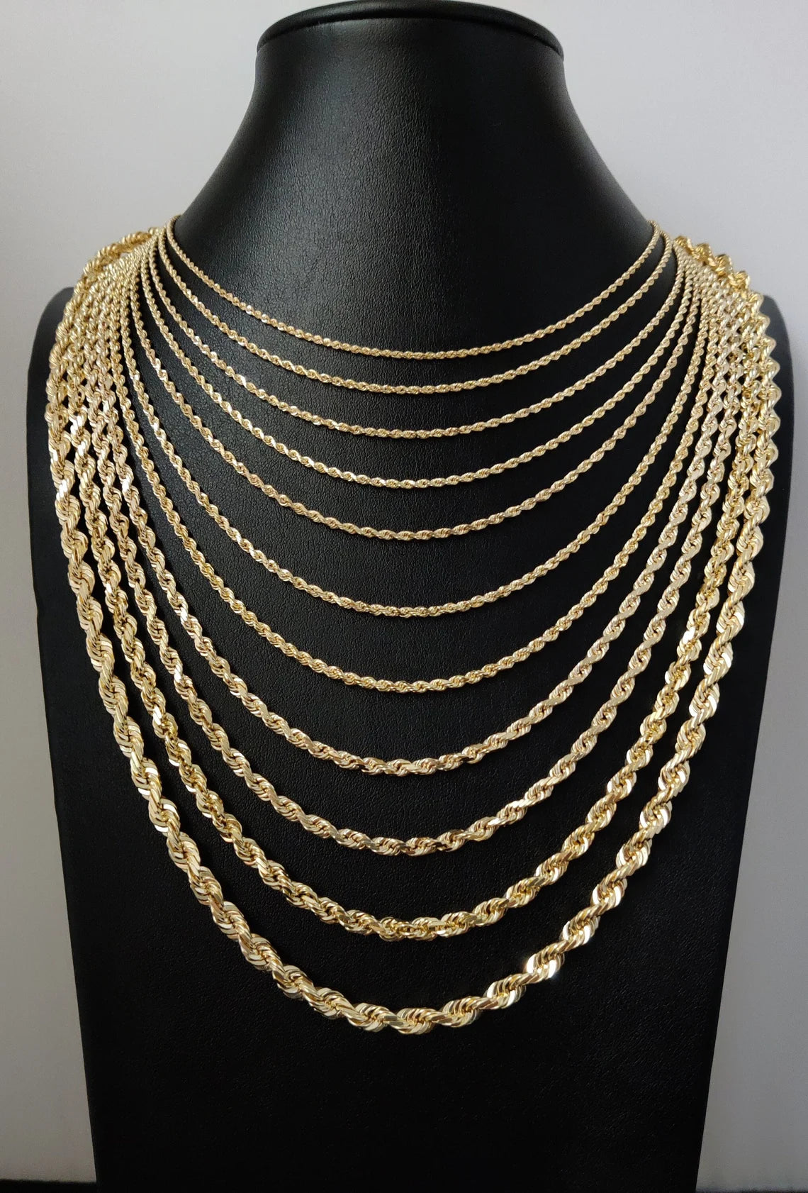 10K GOLD HOLLOW ROPE CHAINS