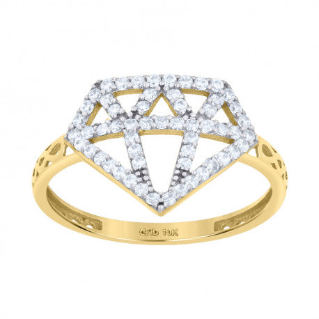 10K GOLD WOMEN DIAMOND SHAPE RING