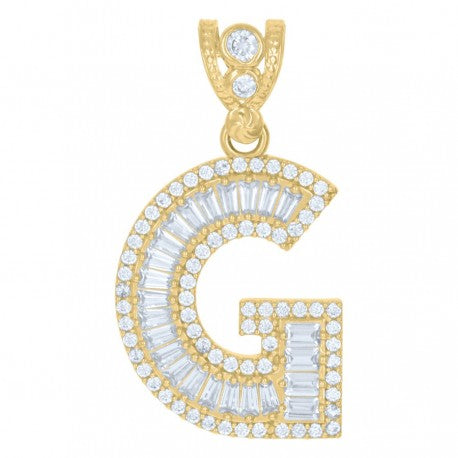 10K GOLD BAGUETTE LETTERS PENDANT