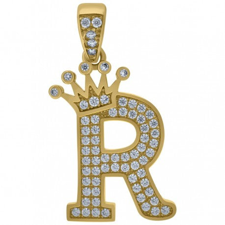 10K GOLD CROWN LETTERS PENDANT