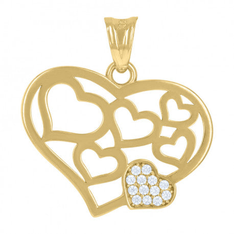 10K GOLD DOUBLE HEART PENDANT