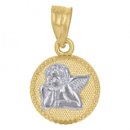 10K GOLD CIRCLE ANGEL PENDANT