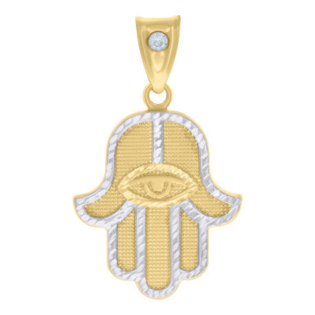 10K GOLD HAMSA TWO-TONE PENDANT