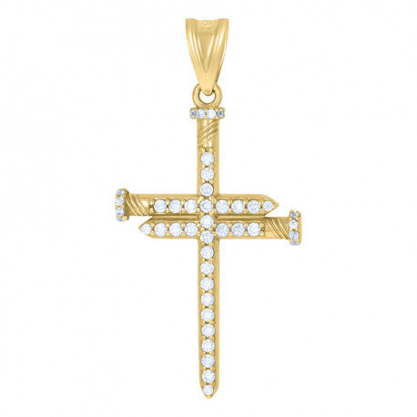 10K GOLD NAIL CROSS PENDANT