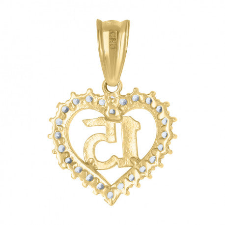 10K GOLD 15TH HEART PENDANT