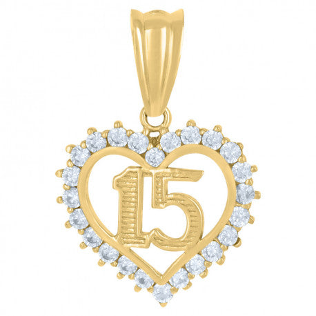 10K GOLD 15TH HEART PENDANT