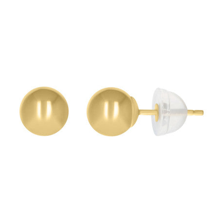 14K GOLD POLISHED BALL 6MM EARRINGS