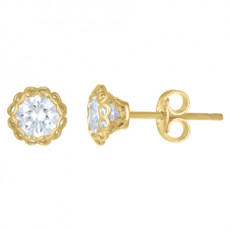 14K GOLD FLOWER SILHOUETTE 8MM EARRINGS