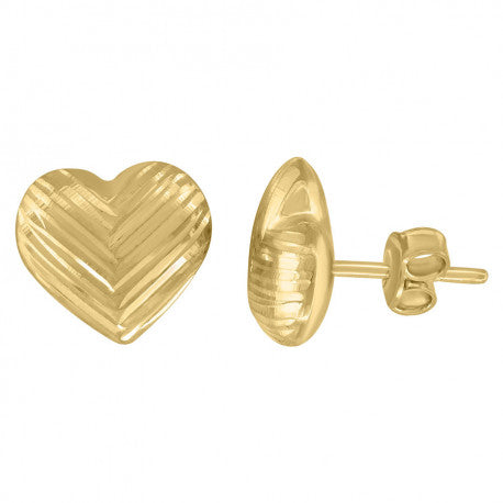 14K GOLD HEART TEXTURED EARRINGS