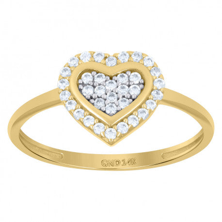 14K GOLD HEART W. BORDER STONES RING