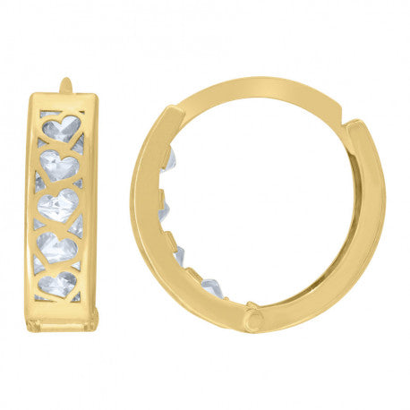 14K GOLD HEART HOOP EARRINGS