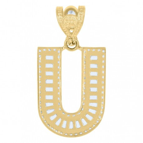 10K GOLD BAGUETTE LETTERS PENDANT