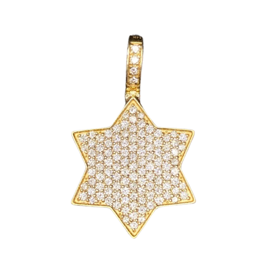 14K GOLD 6F-STAR + DIAMONDS PENDANT