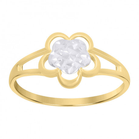 10K GOLD WOMEN TWO-TONE FLOWER RING