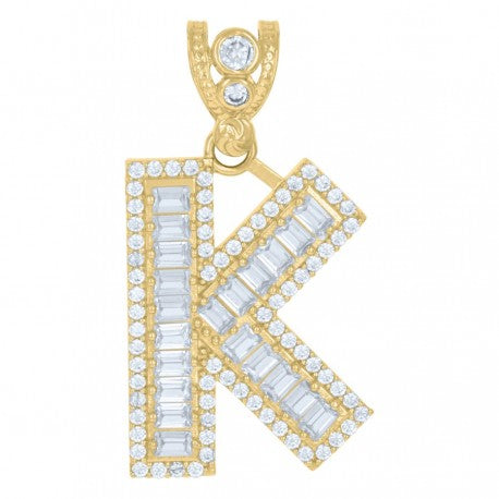 10K GOLD BAGUETTE LETTERS PENDANT