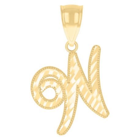 10K GOLD CURSIVE LETTER PENDANT