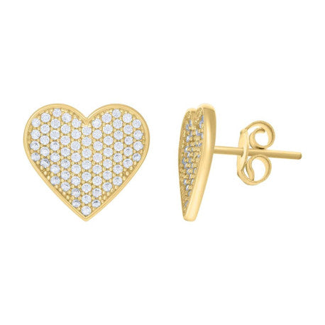 14K GOLD HEART W. STONES EARRINGS