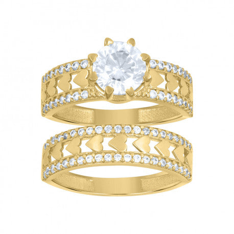 10K GOLD HEARTS DUO BRIDAL RING SET