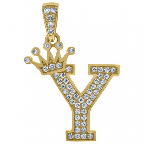 10K GOLD CROWN LETTERS PENDANT